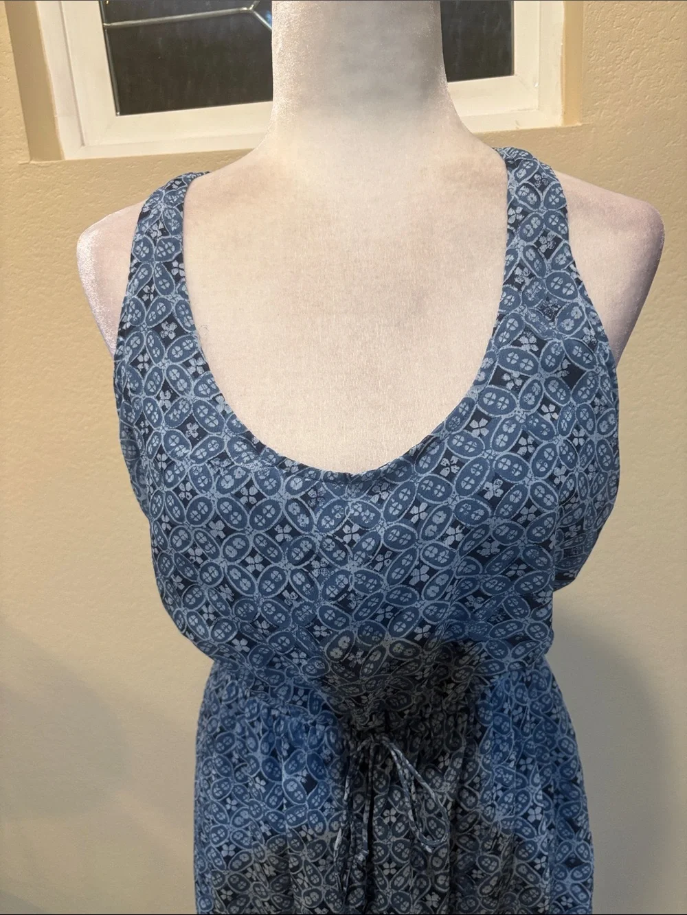 Abercrombie & Fitch Blue Printed Tie-Waist Maxi Dress